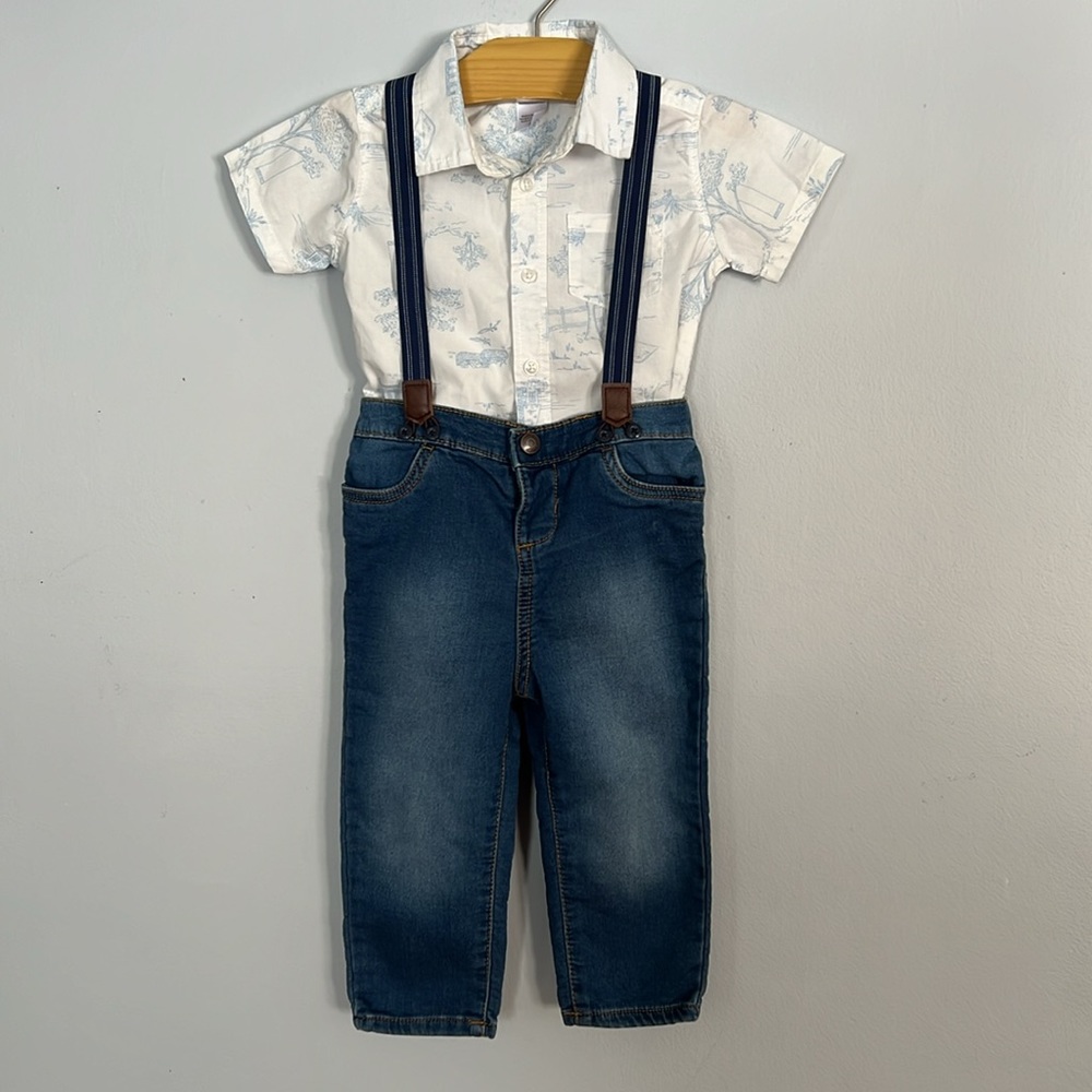 Carter’s Baby 2-Pieces Bodysuit & Suspenders Jeans Set